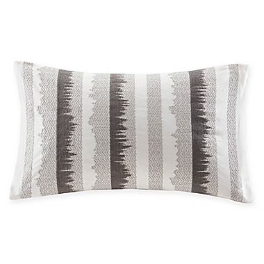 INK+IVY Bea Embroidered Rectangular Throw Pillow in Grey. View a larger version of this product image.