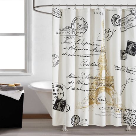 Paris Gold Shower Curtain Bed Bath, Black And Gold Shower Curtain