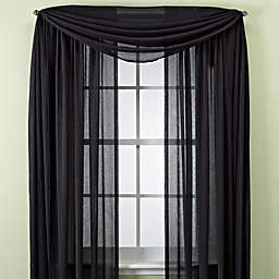 Crushed Voile Sheer 63-Inch Rod Pocket Window Curtain Panel in Black