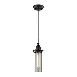 Elk Lighting Fulton Ceiling Mount Pendant in Oiled Bronze with Glass Shade