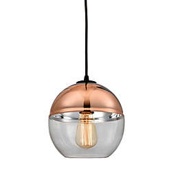 ELK Lighting Revelo 1-Light Pendant in Oil Rubbed Bronze with Copper and Glass Shade