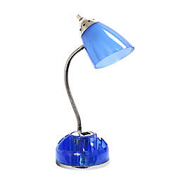 All The Rages Organizer Desk Lamp in Clear Blue with Power Outlet