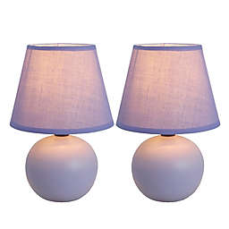 Mini Ceramic Globe Table Lamps in Purple (Set of 2)