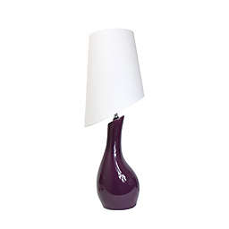 All the Rages Elegant Designs Curved Ceramic Table Lamp in Purple w/Asymmetrical White Shade