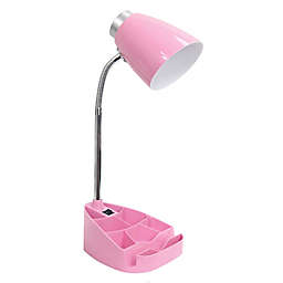 LimeLights 1-Light Gooseneck Organizer Desk Lamp in Pink