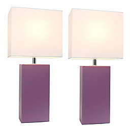 Elegant Designs Monaco Avenue Table Lamps in Lilac/White (Set of 2)
