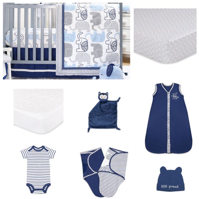 The Peanutshell Little Peanut Crib Bedding Collection In Navy