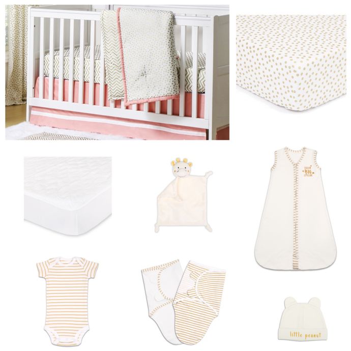 The Peanut Shell Confetti Chevron Crib Bedding Collection