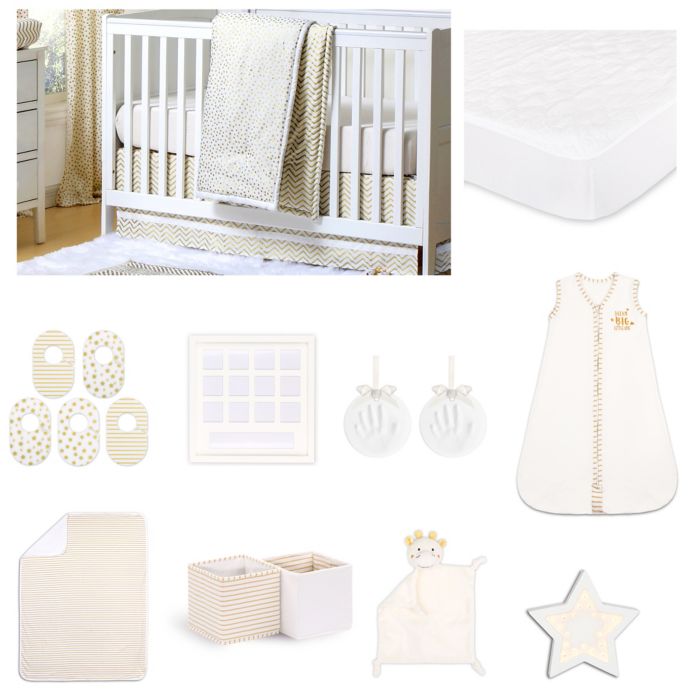 The Peanut Shell Confetti Chevron Crib Bedding Collection