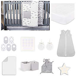 The Peanutshell™ Patchy Cloud Crib Bedding Collection in Grey