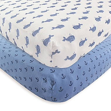 Hudson Baby&reg; 2-Pack Whale Fitted Crib Sheets. View a larger version of this product image.