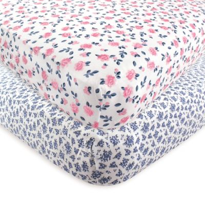 Hudson Baby® 2-Pack Floral Fitted Crib 