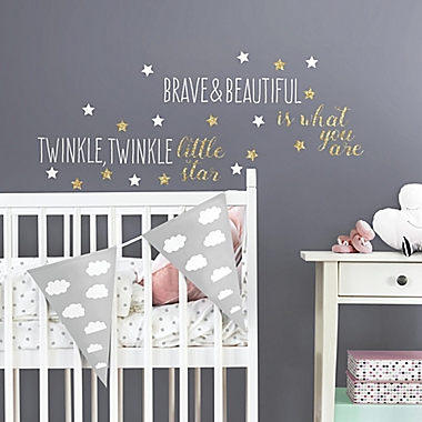 RoomMates&reg; Twinkle Twinkle Star Peel &amp; Stick Wall Decals in Gold/White. View a larger version of this product image.