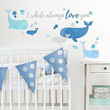 RoomMates&reg; I Whale Always Love You Peel and Stick Wall Decals in Blue. View a larger version of this product image.