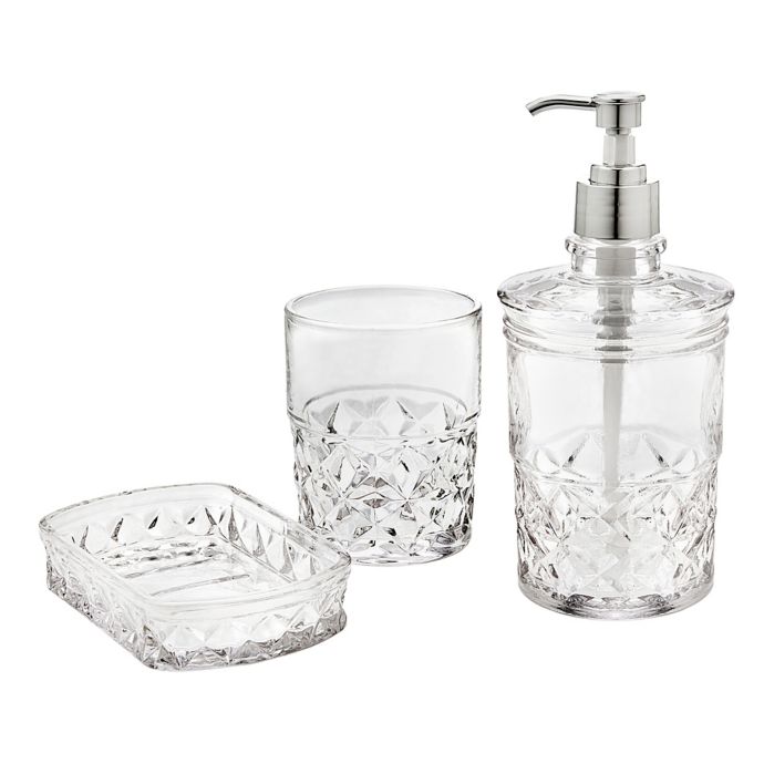 Godinger® Allegro 3Piece Clear Vanity Set Bed Bath and Beyond Canada