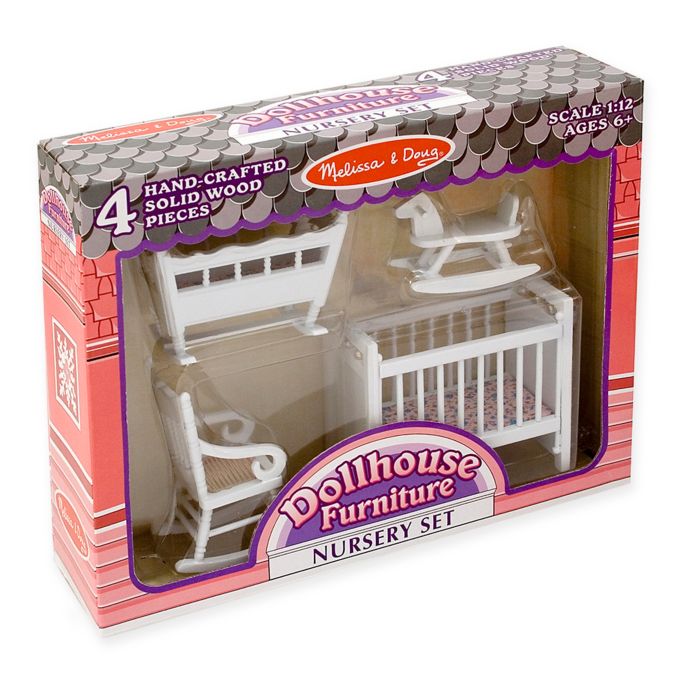Melissa Doug 4 Piece Dollhouse Furniture Nursery Set Buybuy Baby