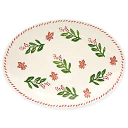 Euro Ceramica Natal Festive Holiday 13.8-Inch Oval Platter