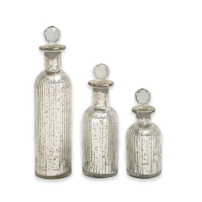 Download Ridge Road Décor 3-Piece Fluted Glass Stopper Bottle Set in Clear | Bed Bath & Beyond
