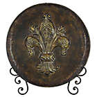 Alternate image 1 for Ridge Road D&eacute;cor Fleur de Lis Decorative Iron Plate with Stand in Brown
