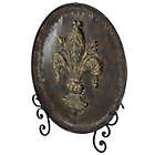 Alternate image 2 for Ridge Road D&eacute;cor Fleur de Lis Decorative Iron Plate with Stand in Brown