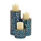 Alternate image 0 for Ridge Road D&eacute;cor  3-Piece Metal Mosaic Candle Holder Set in Turquoise