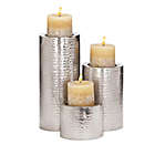 Alternate image 0 for Ridge Road D&eacute;cor 3-Piece Hammered Iron Candle Holder Set in Silver