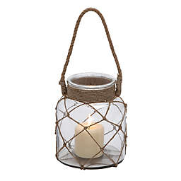 Ridge Road Décor Glass and Rope Candle Lantern