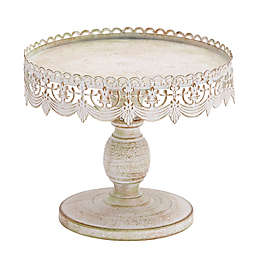 Ridge Road Décor 10-Inch Lace Edge Iron Pedestal Cake Stand in White