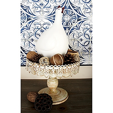 Ridge Road D&eacute;cor 10-Inch Lace Edge Iron Pedestal Cake Stand in White. View a larger version of this product image.