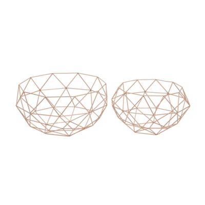 Ridge Road D&eacute;cor 2-Piece Geometric Wire Basket Set in Gold
