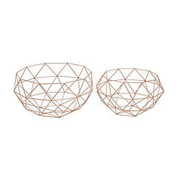 Ridge Road Décor 2-Piece Geometric Wire Basket Set in Gold