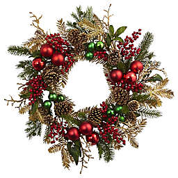 Nearly Natural 24-Inch Ornament, Pine and Pine Cone Wreath