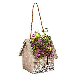 Nearly Natural 10.75-Inch Sedum and Eucalyptus Plant Hanging Basket