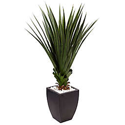Nearly Natural 4.5-Foot Indoor/Outdoor Spiked Agave in Black Planter