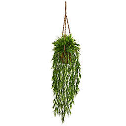 Nearly Natural 43-Inch Mini Bamboo Hanging Basket