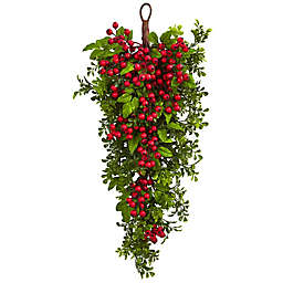 Nearly Natural 26-Inch Berry and Boxwood Teardrop