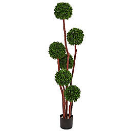 Nearly Natural 5-Foot Boxwood Topiary Tree in Black Nursery Pot