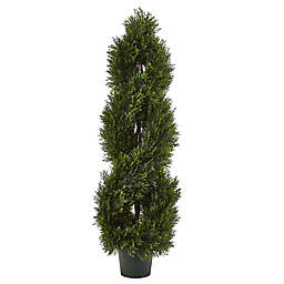 Nearly Natural 4-Foot Double Pond Cypress Spiral Topiary Tree