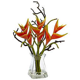 Nearly Natural 17-Inch Heliconia with Glass Vase
