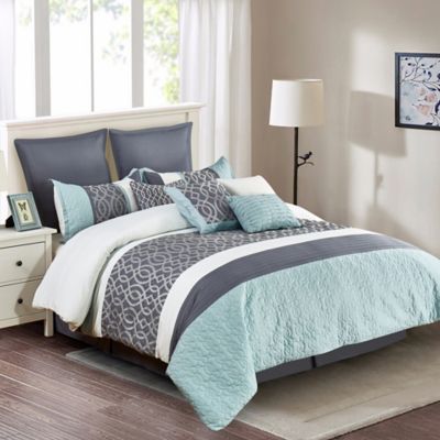 grey and blue bedding sets