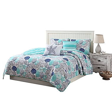 Quaint Home Kai Reversible King Quilt Set in Aqua. View a larger version of this product image.