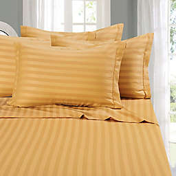 Elegant Comfort Wrinkle-Resistant Stripe Queen Sheet Sheet in Camel/Gold