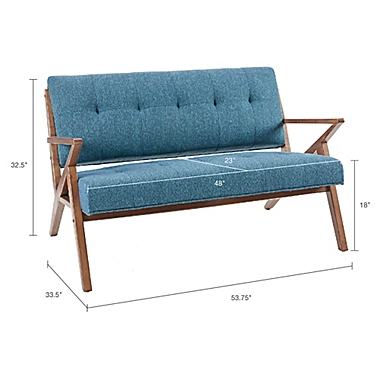 INK+IVY Rocket Loveseat in Pecan/Blue. View a larger version of this product image.