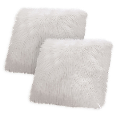 Jean Pierre Faux Fur Square Throw Pillow in Light Grey (Set of 2). View a larger version of this product image.