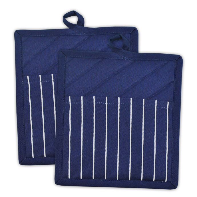  Design  Imports  Chef Stripe Pot  Holder  Set of 2 Bed 