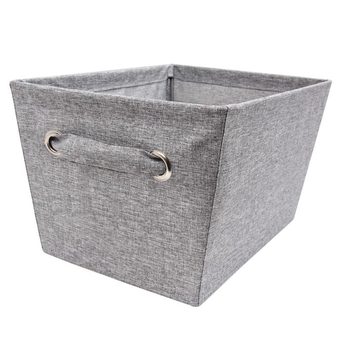 Medium Textured Canvas Storage Bin in Grey Bed Bath & Beyond