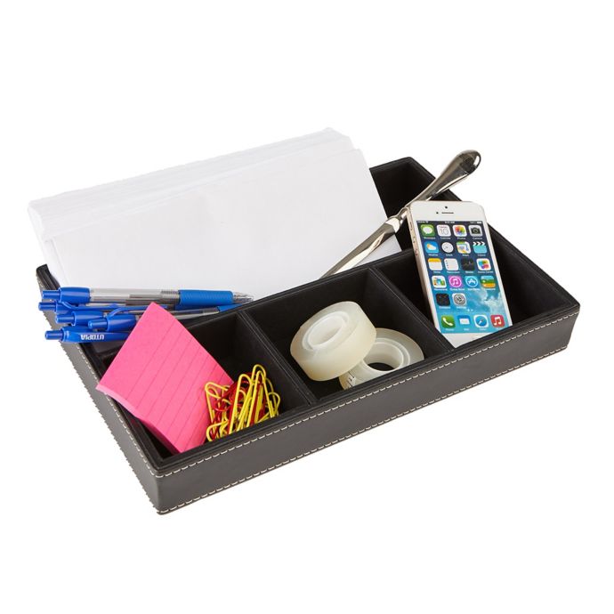 Mind Reader Faux Leather Desk Organizer In Black Bed Bath Beyond