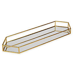 Kate and Laurel Felicia Rectangular Mirrored Tray in Gold
