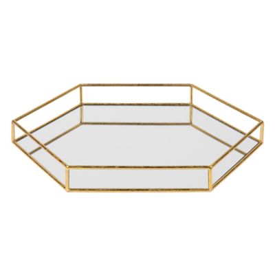 Kate and Laurel Felicia Mirrored Tray in Gold