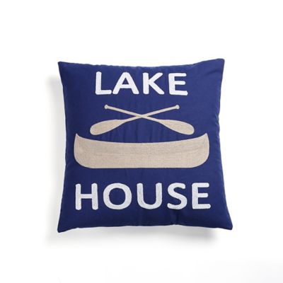 Lake House Square Throw Pillow in Navy Bed Bath & Beyond